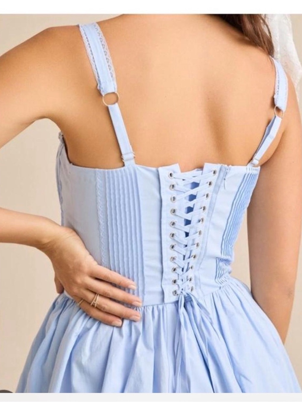 Altar'd State Light Blue Corset Babydoll Chemise - Picture 2 of 7